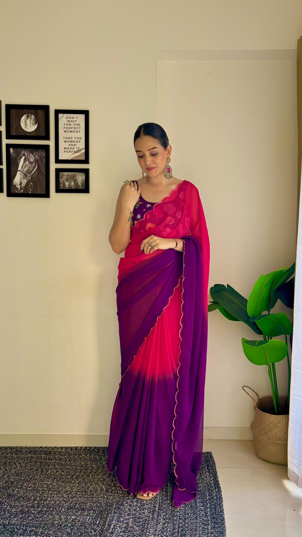 Luxuriant Blouse With Multi Color Shade Saree