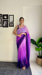 Luxuriant Blouse With Multi Color Shade Saree