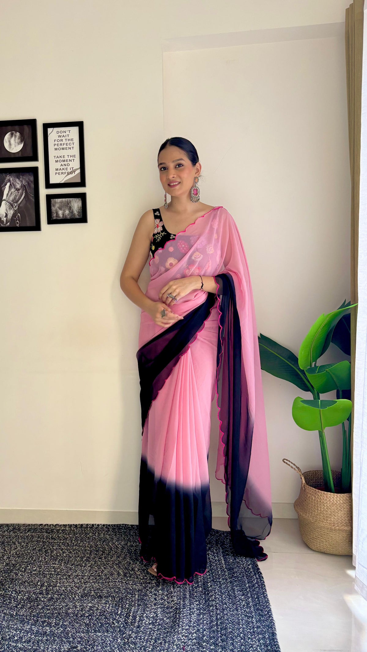 Luxuriant Blouse With Multi Color Shade Saree