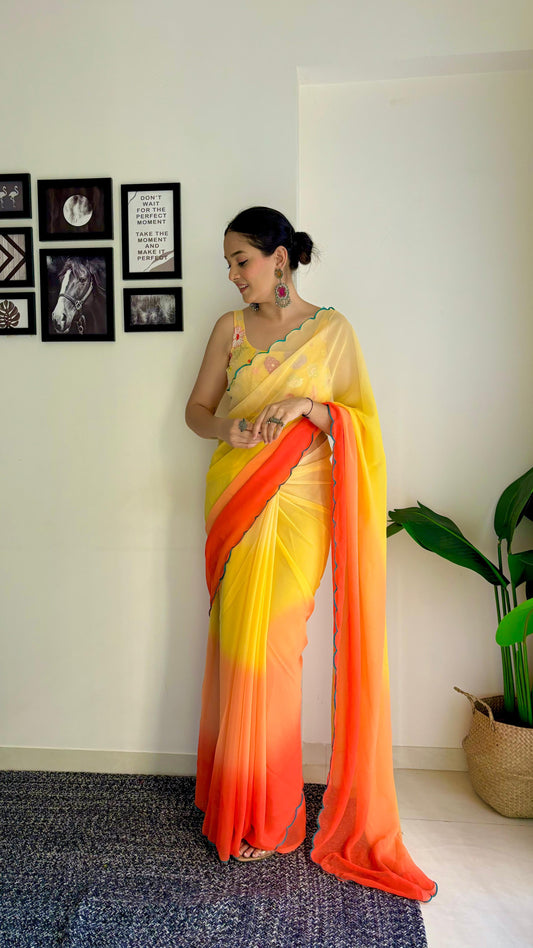 Luxuriant Blouse With Multi Color Shade Saree