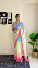 Luxuriant Blouse With Multi Color Shade Saree