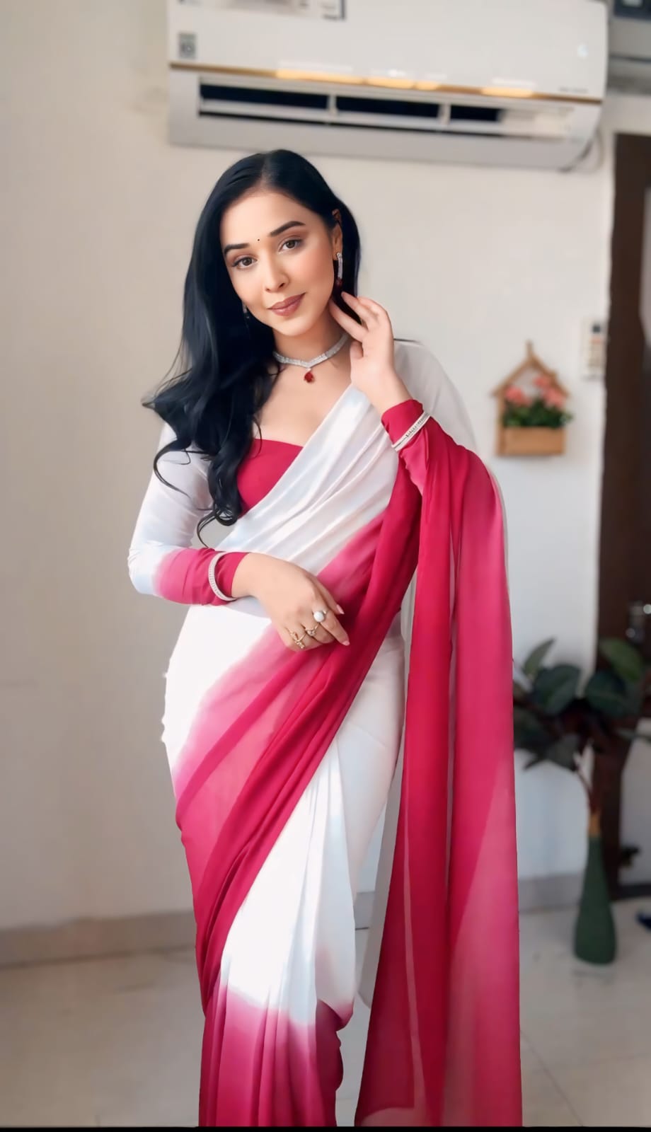 Pretty Multi Color Ready To Wear Saree