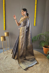 Occasion Wear Blue Color Zari Weaving Kanchipuram Saree