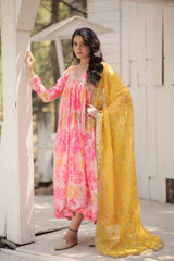 Fancy Alia Cut Digital Print Pink Color Gown