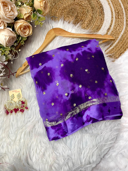 Mesmerizing Purple Color Organza Printed Saree