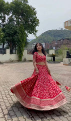 Bollywood Style Sequence Work Red Color Lehenga Choli