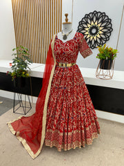 Bollywood Style Sequence Work Red Color Lehenga Choli