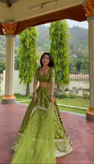 Bollywood Style  Sequence Work Green Color Lehenga Choli