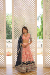 Traditional Wear Sequence Work Peach Lehenga Choli