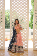 Traditional Wear Sequence Work Peach Lehenga Choli