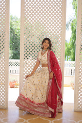 Traditional Wear Sequence Work White Lehenga Choli