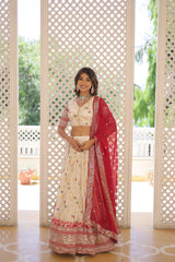 Traditional Wear Sequence Work White Lehenga Choli