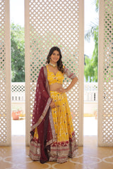 Traditional Wear Sequence Work Yellow  Lehenga Choli