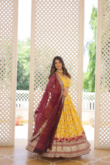 Traditional Wear Sequence Work Yellow  Lehenga Choli