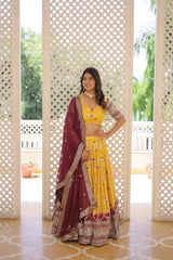 Traditional Wear Sequence Work Yellow  Lehenga Choli