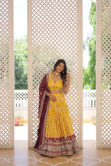 Traditional Wear Sequence Work Yellow  Lehenga Choli