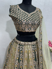 Wedding Wear Perrot Color Mirror Hand Work Lehenga Choli