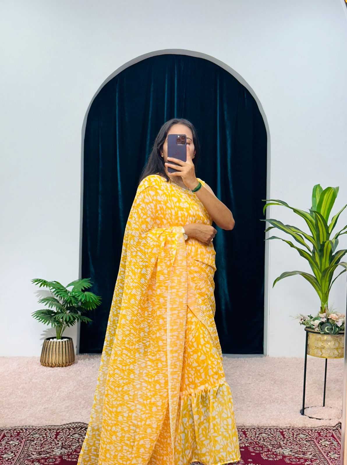 Lovely Luxuriant Digital Print Yellow Color Gown