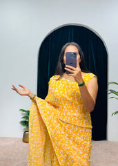 Lovely Luxuriant Digital Print Yellow Color Gown