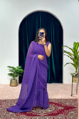 Lovely Luxuriant Digital Print Purple Color Gown