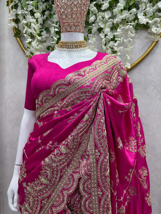 Ravishing Sequence Work Pink Color Saree