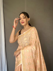 Flattering Beige Color Soft Silk Saree