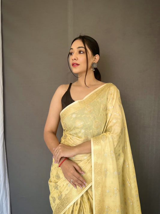 Flattering Yellow Color Soft Silk Saree