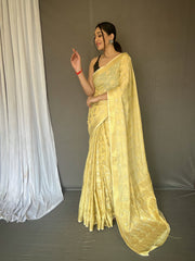 Flattering Yellow Color Soft Silk Saree