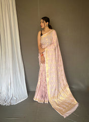 Flattering Light Pink Color Soft Silk Saree