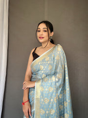 Flattering Sky Blue Color Soft Silk Saree