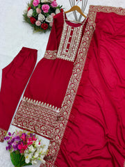 Function Wear Red Color Sequence Work Salwar Suit