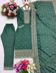 Stylish Green Sequence Work Salwar Suit