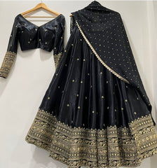 Traditional Wear Black Color 5mm Sequence Work Lehenga Choli