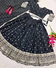 Traditional Wear Black Color 5mm Sequence Work Lehenga Choli