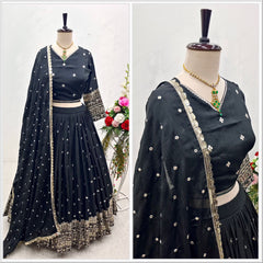 Traditional Wear Black Color 5mm Sequence Work Lehenga Choli