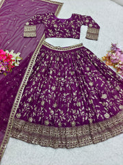 Function Wear 5mm Sequence Work Purple Lehenga Choli