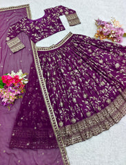 Function Wear 5mm Sequence Work Purple Lehenga Choli