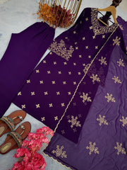 Preferable 5 mm Sequence Work Purple Color Salwar Suit