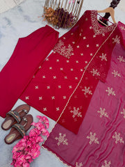 Preferable 5 mm Sequence Work Red Color Salwar Suit