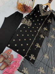 Preferable 5 mm Sequence Work Black Color Salwar Suit