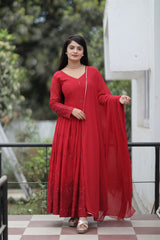 Maroon Color Georgette Sequence Work Anarkali Suit