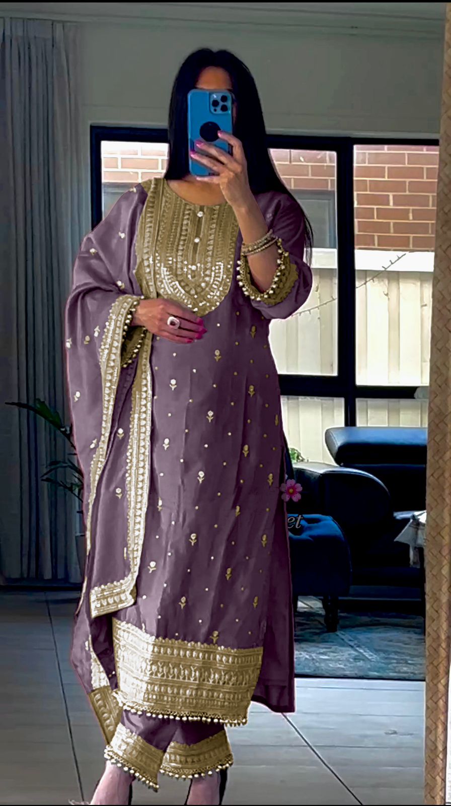 Occasion wear Purple Color Silk Embroidery Work Silk Salwar Suit