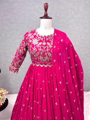 Wonderful Sequence Work Pink Color Gown With Dupatta