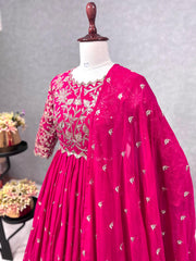 Wonderful Sequence Work Pink Color Gown With Dupatta