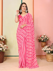 Ready To Wear Georgette Printed Pink Color Saree