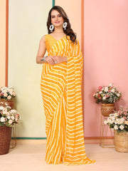 Ready To Wear Georgette Printed Yellow Color Saree