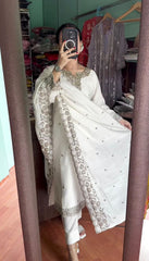 White Color Sequence Work Awesome Salwar Suit