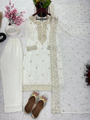 White Color Sequence Work Awesome Salwar Suit