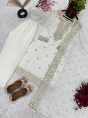 White Color Sequence Work Awesome Salwar Suit