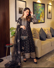 Glimmering Black Color Sequence Work Long Anarkali Gown